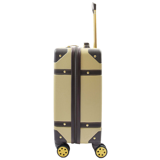 Retro 8 Wheel Hard Shell Luggage Trunk Style Suitcase Travel Bags Archaic Gold