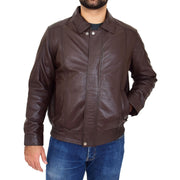 Gents Classic Blouson Leather Jacket Albert Brown