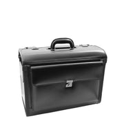 Black Leather Pilot Case Large Briefcase Professionals Hand Carry Bag