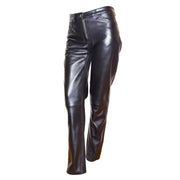 Womens Soft Black Leather Trouser Slim Fit Tapered Jeans Lyla Front 1
