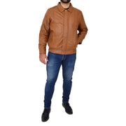 Gents Classic Blouson Leather Jacket Albert Tan Full