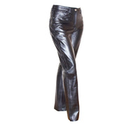Womens Soft Black Leather Trouser Slim Fit Tapered Jeans Lyla Front 2
