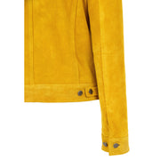 Womens Yellow  Suede Trucker Jacket American Western Denim Biker Style Marisa Feature 2