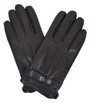 Mens Soft Lambskin Black Leather Gloves Adjustable Strap Winter Casual Glove MGS01