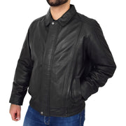 Gents Classic Blouson Leather Jacket Albert Black Front 1