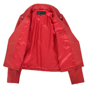 Womens Genuine Leather Biker Jacket Designer Fitted Coat Myla Red Lining