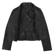 Womens Luxurious Black Leather Biker Jacket Italian Designer Coat Caily Lining