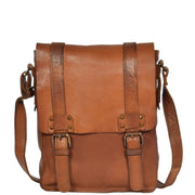 Real Leather Cross Body Messenger Bag Truman Rust Brown Front