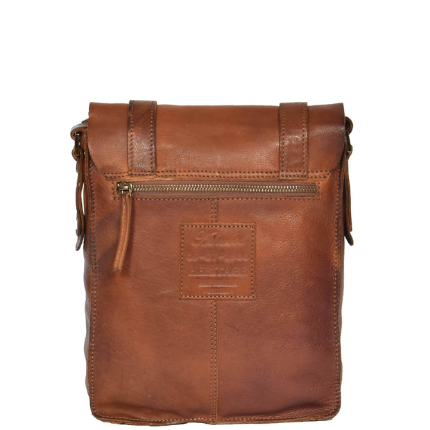 Real Leather Cross Body Messenger Bag Truman Rust Brown Back