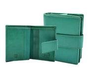 Womens Soft Leather Purse Mid-Sized Cards ID Notes Coins Pocket RFID Safe Boxed Alder Green