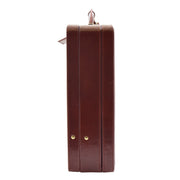 Mens Leather Attache Case Cognac Twin Lock Classic Briefcase - Musk3