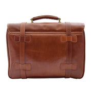 Mens Leather Briefcase Cognac Classic Vintage Style Office Bag - Matteo1