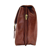 Mens Leather Briefcase Cognac Classic Vintage Style Office Bag - Matteo2