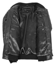 Mens Bomber Leather Jacket Black Fully Quilted Padded Fitted Varsity - Darren6