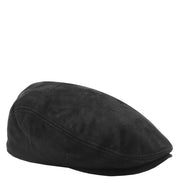 Genuine Black Suede Flat Cap English Granddad Baker-boy Hat Earl