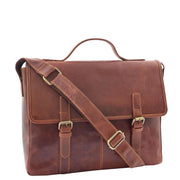Mens Genuine Leather Briefcase Satchel Laptop Business Bag Major Brown