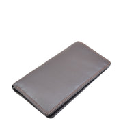 Mens Real Leather Breast Wallet Vertical Bifold Cash Cards RFID Safe AT12 Brown