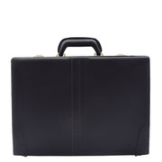 Black Faux Leather Attaché Case Classic Traditional Briefcase Hand Carry Bag Ducats