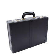 Black Faux Leather Attaché Case Classic Traditional Briefcase Hand Carry Bag Ducats