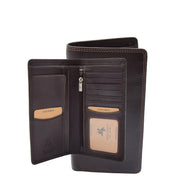 Mens Real Leather Breast Wallet Vertical Bifold Cash Cards RFID Safe AT12 Brown