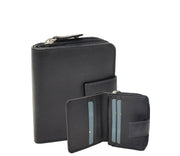 Womens Soft Leather Purse Bifold Clutch Cards Cash ID Holder Wallet AL10 Black